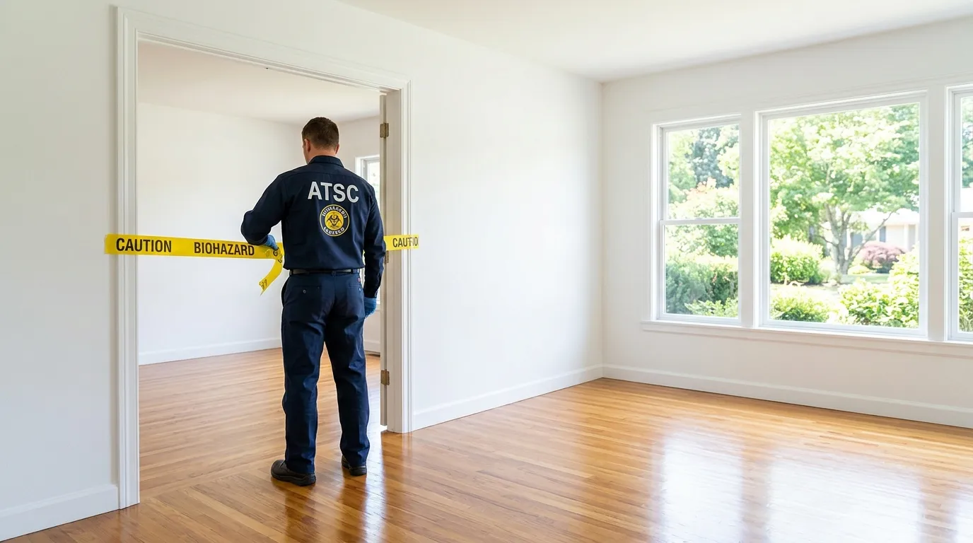 Certified biohazard cleanup crew performing Decomposition Cleanup in Aldine